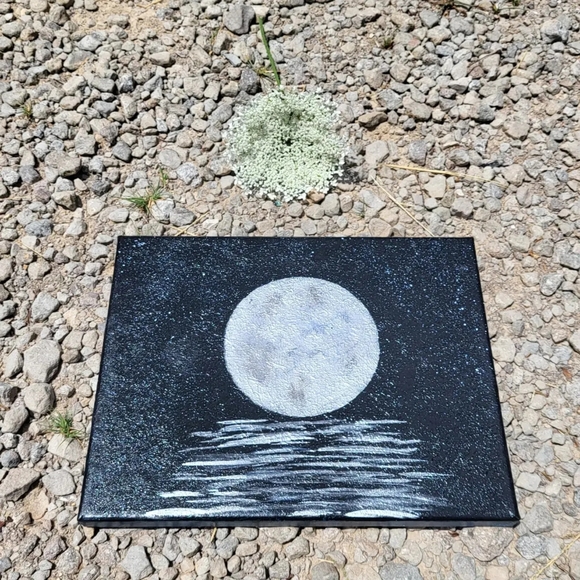 "Silver Moon Reflection at Midnight" Painting by Artistic Ashara - Picture 6 of 6